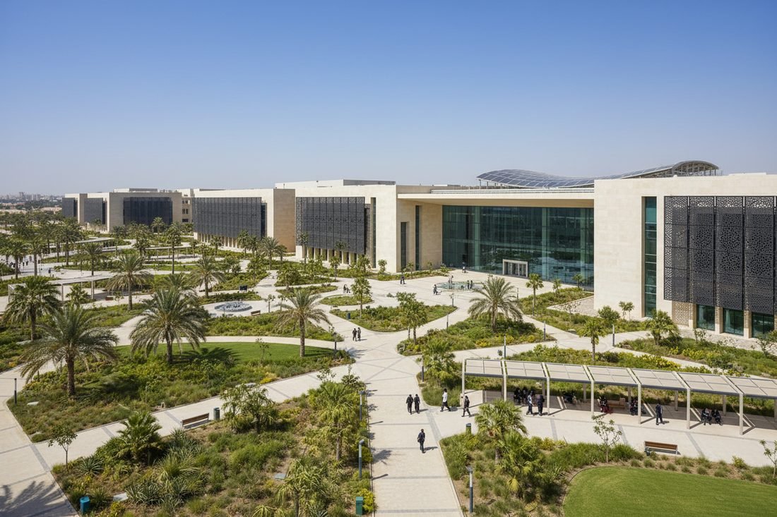 University campus plaza and faculty buildings